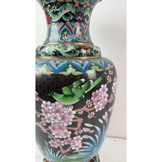 Monumental Chinese Cloisonne Enamel Vase For Sale - Image 4 of 13