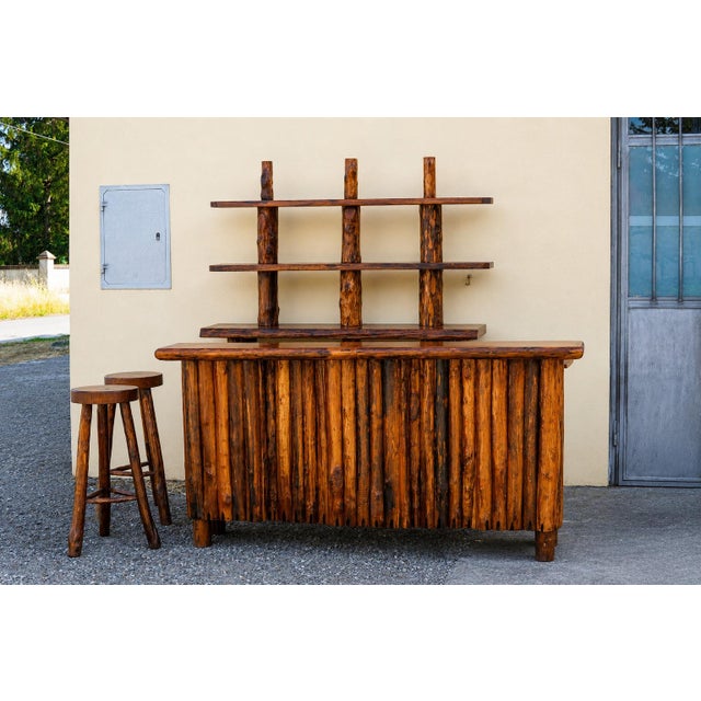 Wood Handcrafted Bar Cabinet in Walnut and Oak, 1960s, Set of 4 For Sale - Image 7 of 7