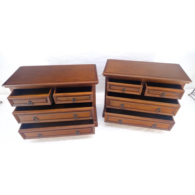 Pair of Solid Mahogany Raised Panel Heavy Built 4 Drawer Bachelor Chests Dresser For Sale - Image 15 of 18