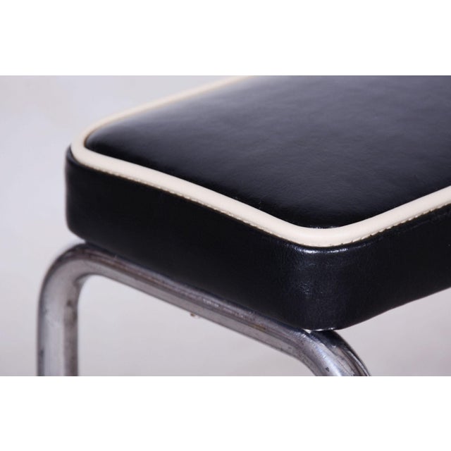Black Vintage Bauhaus Stools in Chromed Steel and Italian Leather, Czech, 1930s, Set of 2 For Sale - Image 8 of 10