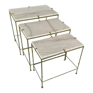 Giacometti Style Sculptural Faux Bois Accent Tables, Set of 3