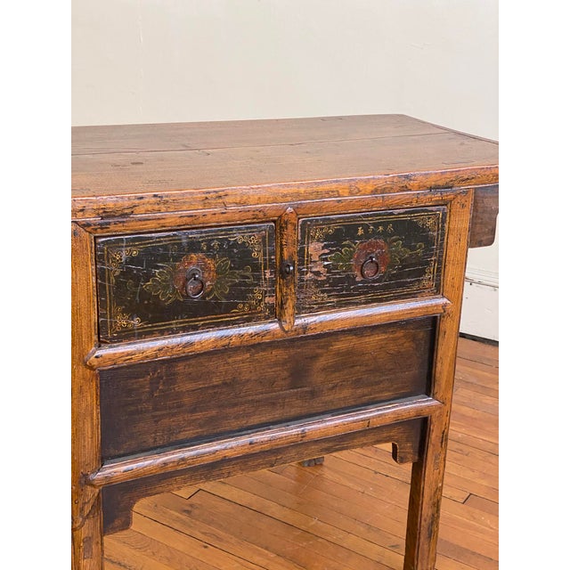 Vintage Chinese Painted Country Console Chest For Sale - Image 6 of 13