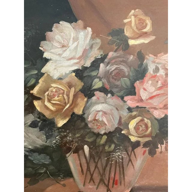 Raffaele Baldi, Vase of Flowers, Tempera on Panel, Framed For Sale - Image 4 of 7