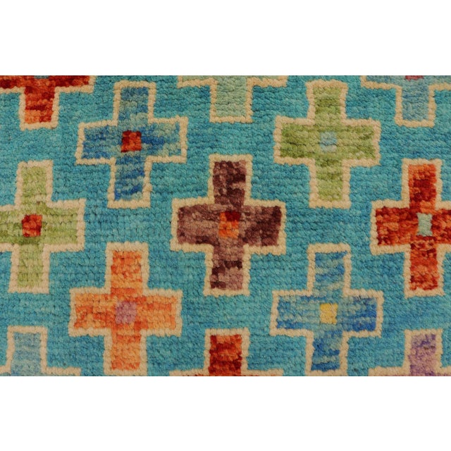 Textile Boho Chic Balochi Blue/Rust Wool Rug - 3'4''x4'11'' For Sale - Image 7 of 11
