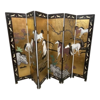 1970s Gilded Horse Screen/Room Divider For Sale