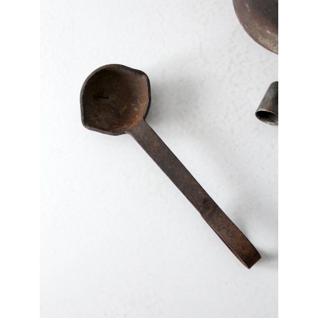 Cabin Antique Smelting Pot and Ladles For Sale - Image 3 of 12