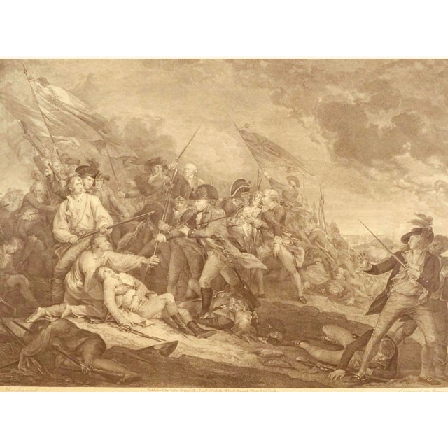 American 1808 John Trumbull “The Battle of Bunker’s Hill” Engraving by James Mitan, Framed For Sale - Image 3 of 9