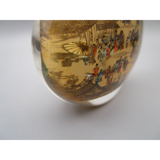 Glass Vintage Eglomise Reverse Hand Painted Glass Snuff Bottle Along the River During the Qingming Festival Qingming Shanghe Tu For Sale - Image 7 of 13