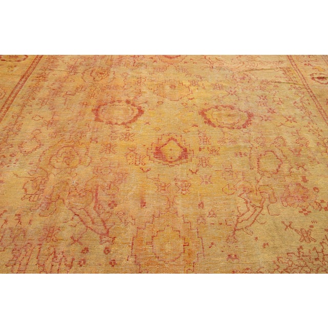 19th. C. Turkish Oushak Wool Rug in Tan With Allover Floral Design For Sale - Image 9 of 9