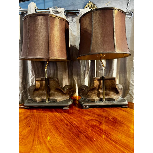 Cast Iron Architectural Salvage Lamps a Pair For Sale - Image 4 of 6