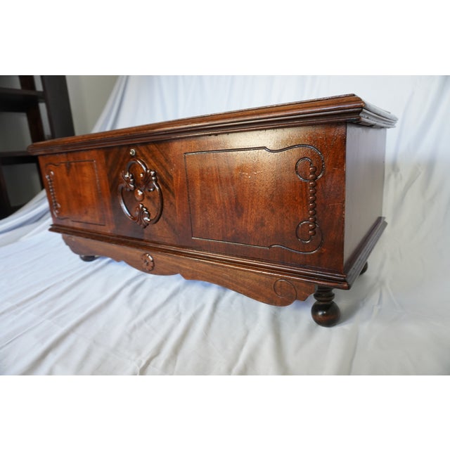 Mid-Century Modern Vintage Cedar Lined Hope Chest | Solid Cedar Blanket Chest | Storage Trunk For Sale - Image 3 of 10