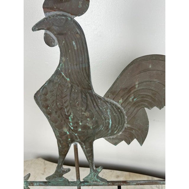 Rooster Copper Weathervane on Iron Base For Sale In Los Angeles - Image 6 of 9
