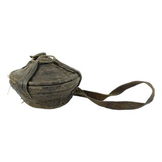 Early 20th Century Lidded Leather Wrapped Lunch Box Ethiopia For Sale
