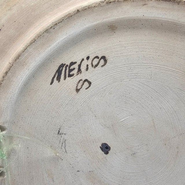 Ceramic Mexican Tonala Pottery Platter Bird Low Bowl Centerpiece 13" For Sale - Image 7 of 7