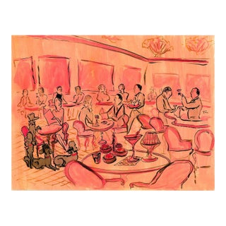 Poodles at the Pink Bar Print by Pauline De Roussy De Sales For Sale