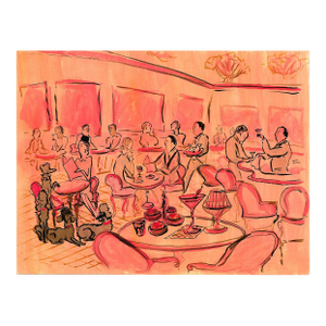 Poodles at the Pink Bar Print by Pauline De Roussy De Sales