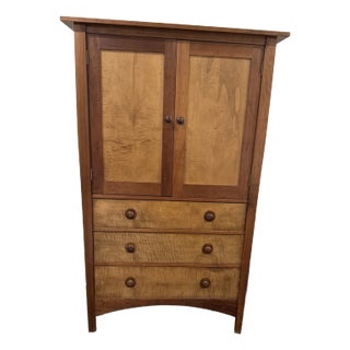 1990s Stickley Harvey Ellis Mission Cherry & Maple Armoire For Sale