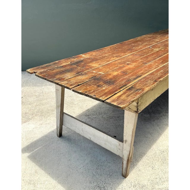 Vintage Rustic Wood Farmhouse Table For Sale - Image 9 of 13