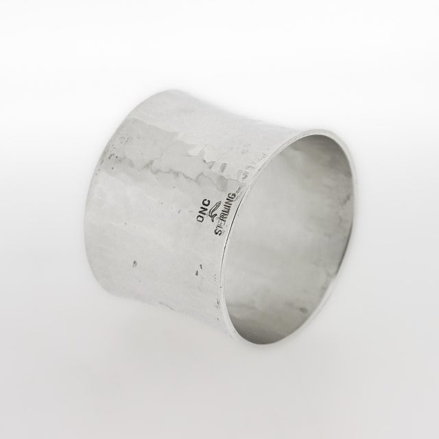 Vintage American Old Newbury Crafters Sterling Silver Hand-Hammered Napkin Ring For Sale - Image 4 of 12