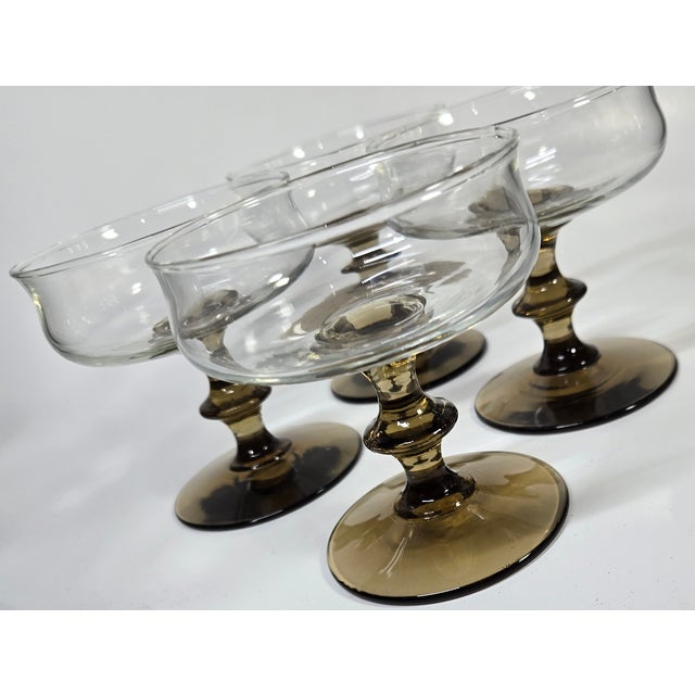 Glass Late 20th Century Boho Chis Spicy Stemmed Champagne Coupes - Set of Four For Sale - Image 7 of 14