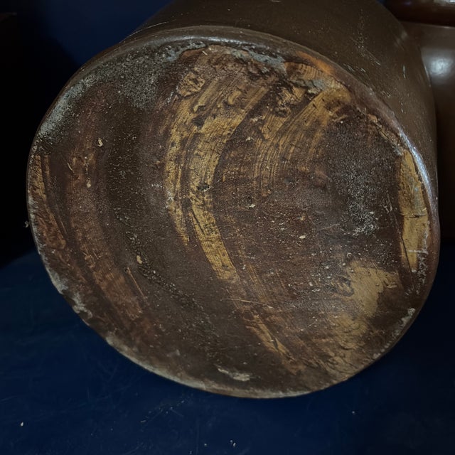 Brown Antique Salt Glaze Crock Jug W/Handle For Sale In Houston - Image 6 of 8