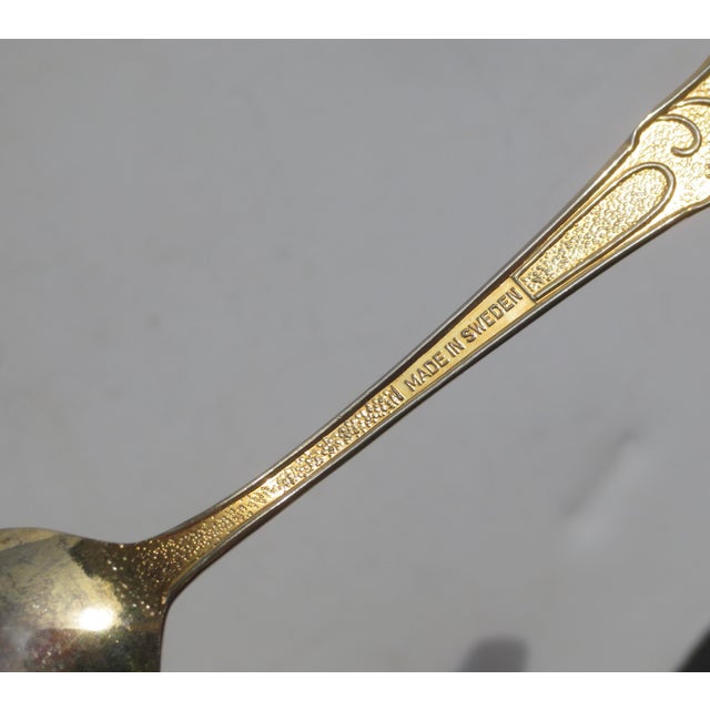 A dozen gilt silverplate demitasse spoons from Sweden vintage 80s'. Vintage Swedish Modern design with hallmarks on the...