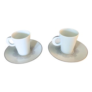 Bernardaud Limoges, Set of 2 Espresso Cup & Saucer Gift Box by Kenzo, Circa 1990 For Sale