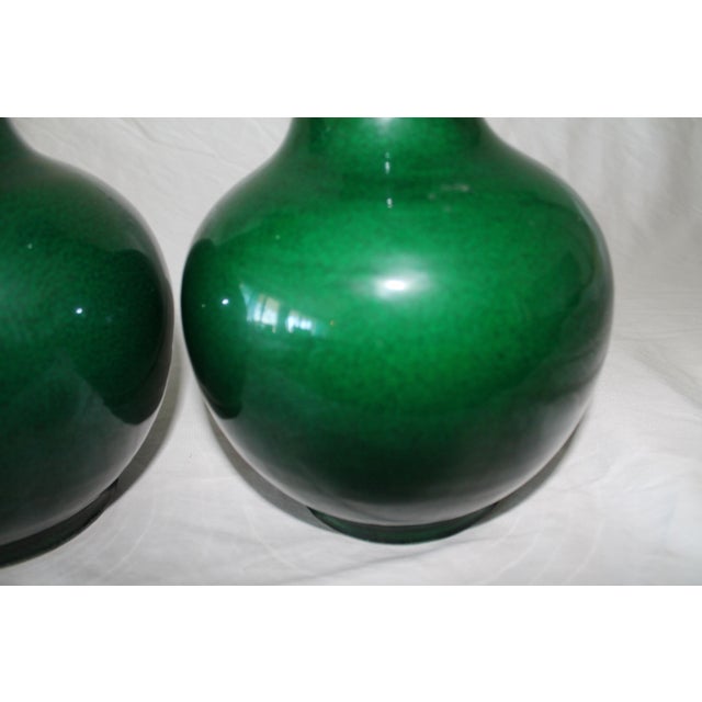 Pair of 19th Century Chinese Green Porcelain Vases For Sale - Image 9 of 10