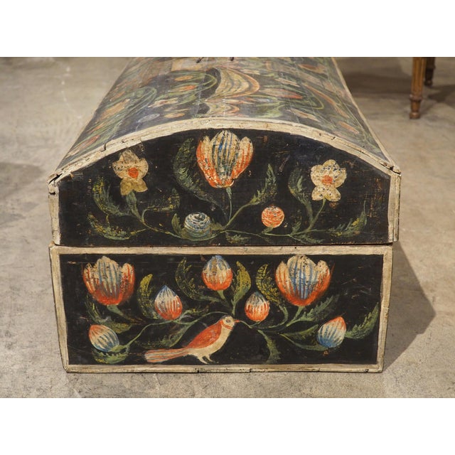 Antique Polychrome Wedding Trunk From Normandy, France, 19th Century For Sale - Image 14 of 18