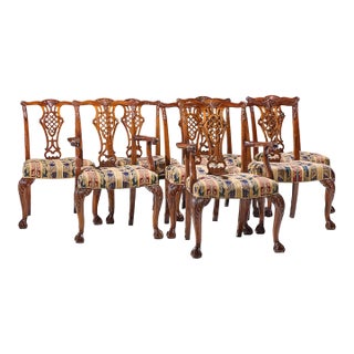 Baker Furniture Stately Homes Chippendale Mahogany Dining Chairs - Set of 8 For Sale