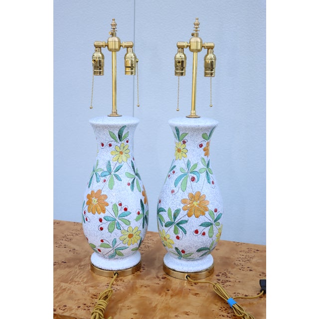 1960's Bitossi Pottery Table Lamps With Brass Hardware For Sale - Image 17 of 17