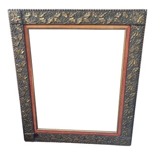 Antique Eastlake / Aesthetic Movement Embossed Gilt Picture Frame With Velvet Liner – 34.25” X 40.25” For Sale