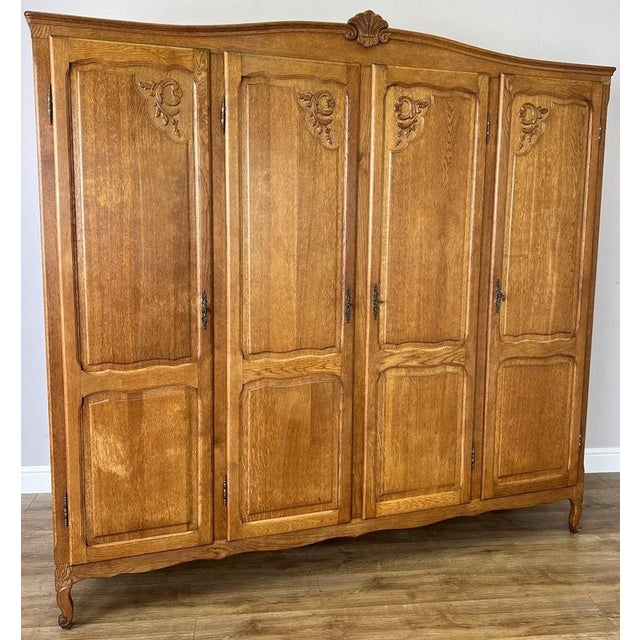 Vintage French Louis XVI Style Wardrobe in Oak For Sale - Image 3 of 13