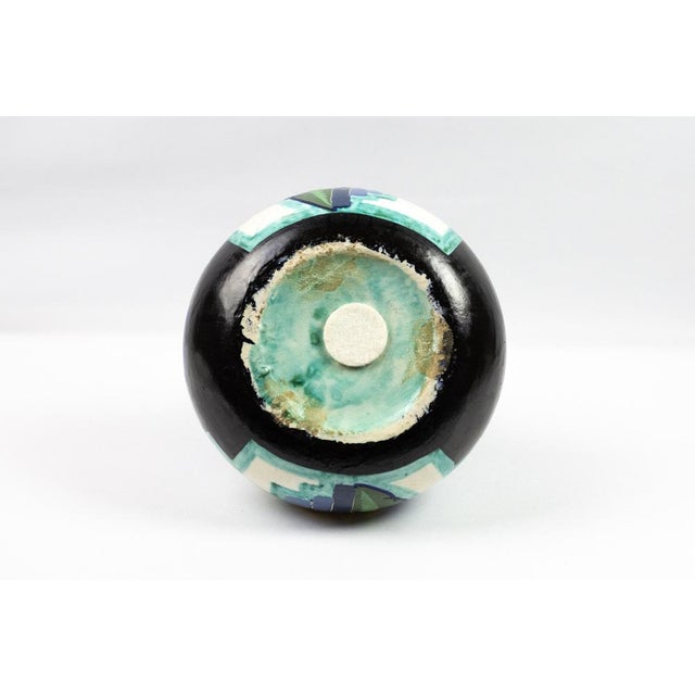Aqua Art Deco Glazed Stoneware Vase by Louis Dage, France, 1930s For Sale - Image 8 of 11