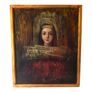 Mid 20th Century Roman Girl, Oil on Canvas by Furio Barcellini, Framed