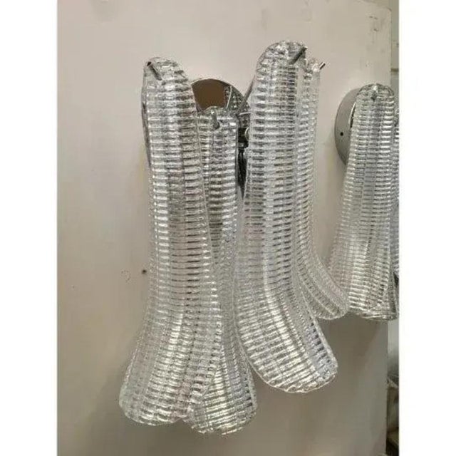 Early 21st Century Murano Glass Selle Sconces in Polished Kromo Metal Frame by Simoeng, Set of 2 For Sale - Image 5 of 12
