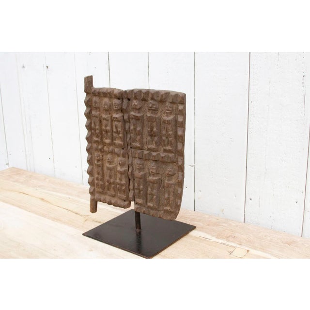 Wood Ancient African Granary Door on Stand For Sale - Image 7 of 9