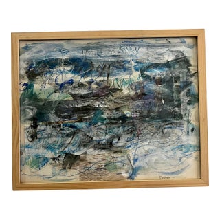 “Wash It Away” Contemporary Abstract Mixed Media Painting by Ellen ReinKraut, Framed For Sale