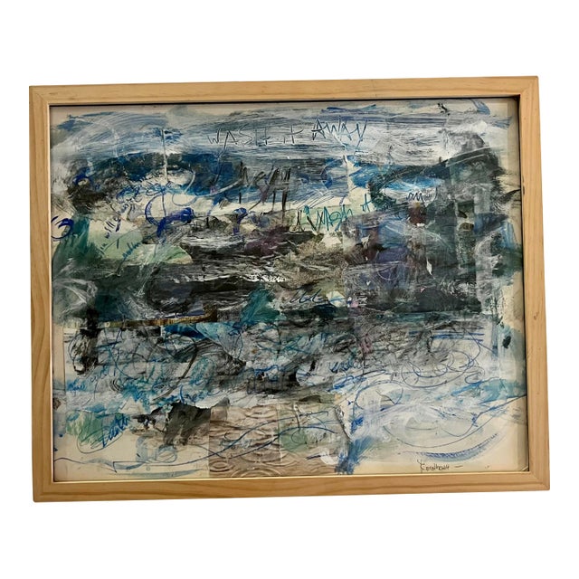 “Wash It Away” Contemporary Abstract Mixed Media Painting by Ellen ReinKraut, Framed For Sale
