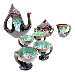 Studio Ceramic Tea Service from Vallauris, France, 1950s, Set of 7