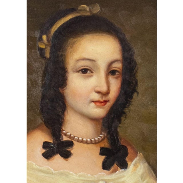 Portraiture Signed American School Portrait of a Girl Oil For Sale - Image 3 of 6