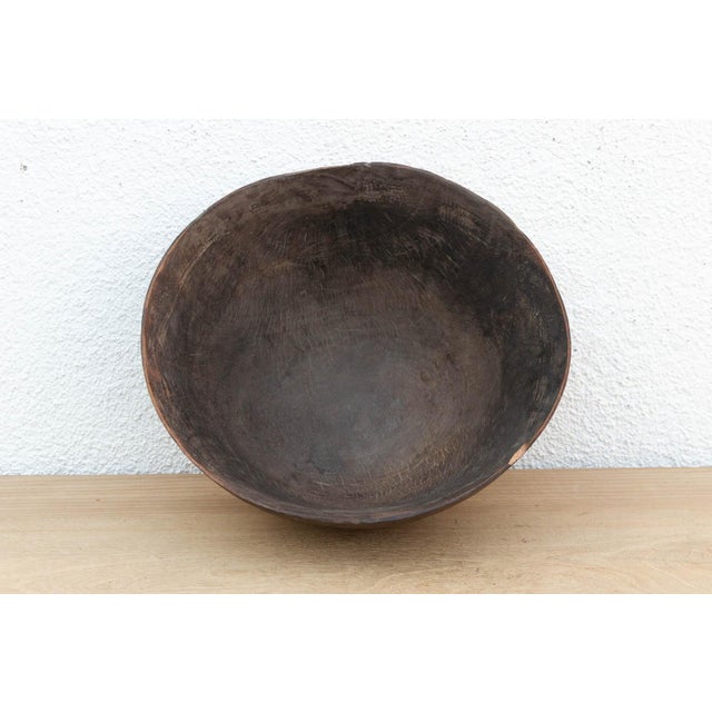 Wood Dark Cacao Finish African Dough Bowl For Sale - Image 7 of 8