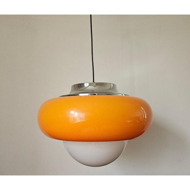 Glass Large Mid-Century Pendant by Guzzini for Meblo, 1970s For Sale - Image 7 of 15