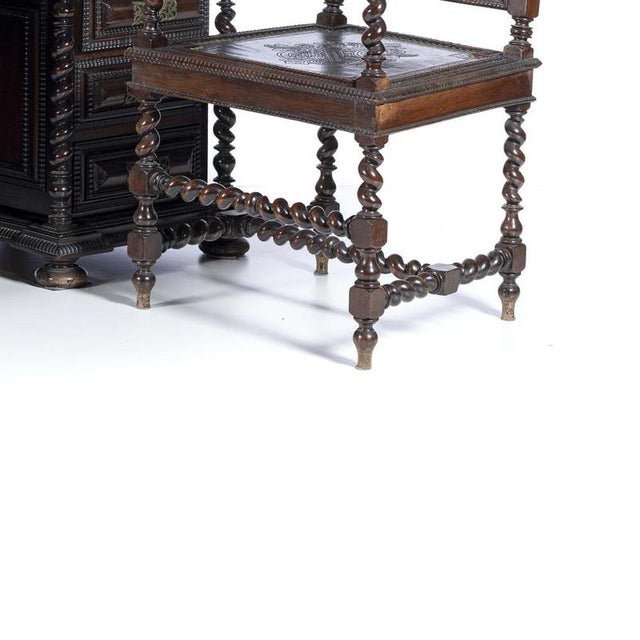 Desk and Armchair in Fine Wood, 19th Century, Set of 2 For Sale - Image 5 of 6