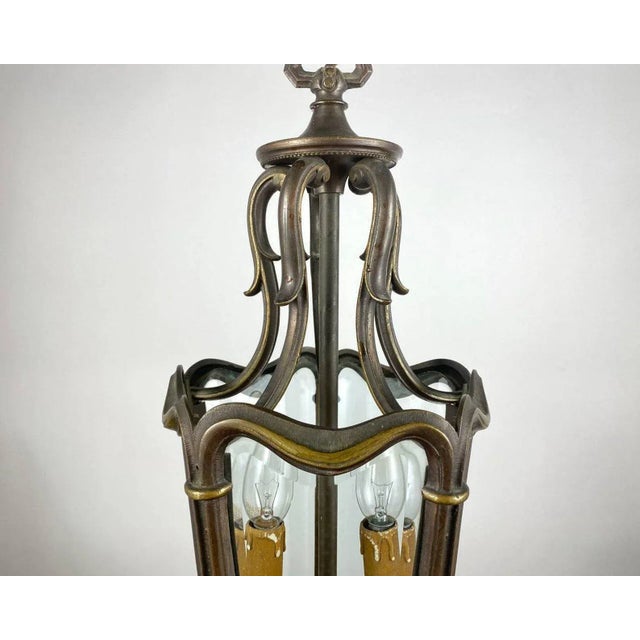 1960s French Lantern in Bronze and Glass, 1960s For Sale - Image 5 of 7