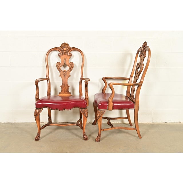 Berkey & Gay Antique Georgian Burled Walnut Armchairs, Pair For Sale - Image 12 of 15