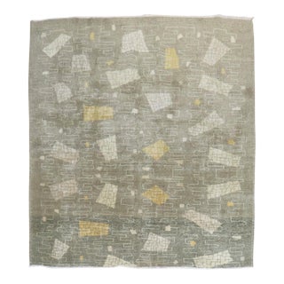 Mid 20th Century Zabihi Collection Turkish Zeki Muren Deco Square Rug - 7' x 7'6" For Sale