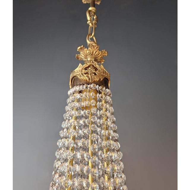 Antique Italian Empire Revival Brass and Crystal Chandelier Candle Holders For Sale - Image 14 of 14