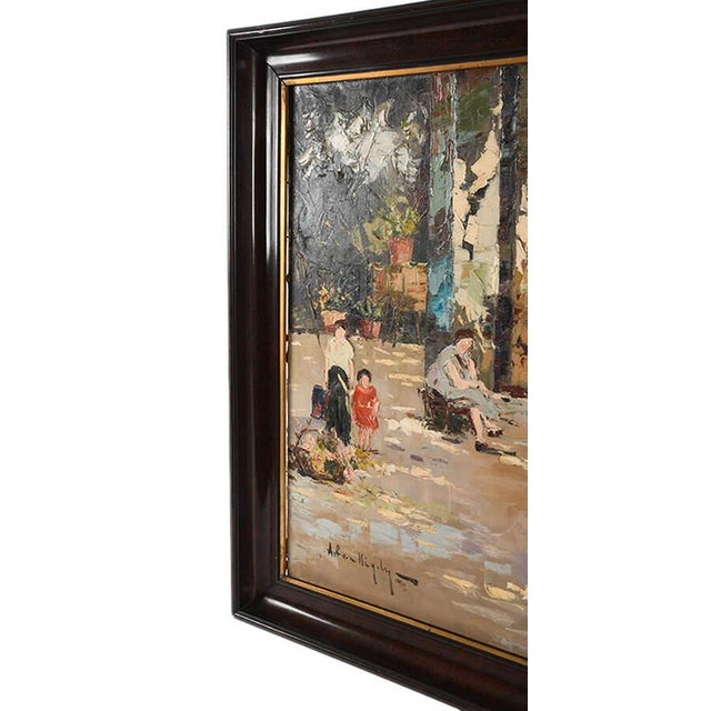 Impressionist Framed Signed "A Coastal Conversation" Oil on Canvas For Sale - Image 3 of 14