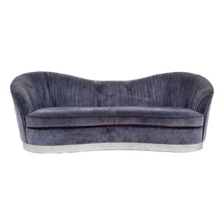 Mid-Century Serpentine Sofa With Chrome Base, 1980s For Sale
